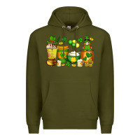 Army Green st patrick's day coffee cups with gnome Premium Hoodie - Artiststas