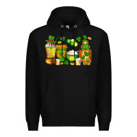 Black st patrick's day coffee cups with gnome Premium Hoodie - Artiststas