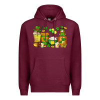 Burgundy st patrick's day coffee cups with gnome Premium Hoodie - Artiststas