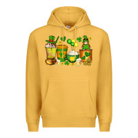 Mustard st patrick's day coffee cups with gnome Premium Hoodie - Artiststas