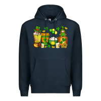 Navy st patrick's day coffee cups with gnome Premium Hoodie - Artiststas