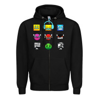 Black geometry dash insane Zipper Hoodie - linhVisuals