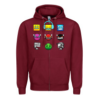 Burgundy geometry dash insane Zipper Hoodie - linhVisuals