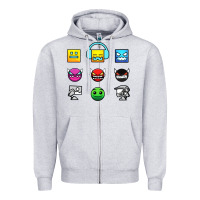 Heather Grey geometry dash insane Zipper Hoodie - linhVisuals