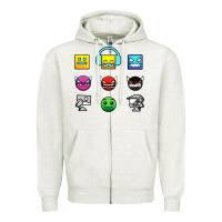 Oatmeal Heather geometry dash insane Zipper Hoodie - linhVisuals
