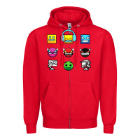 Red geometry dash insane Zipper Hoodie - linhVisuals