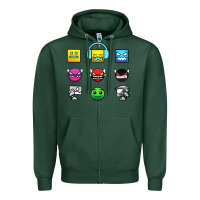 Sports Green geometry dash insane Zipper Hoodie - linhVisuals
