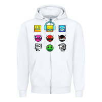 White geometry dash insane Zipper Hoodie - linhVisuals