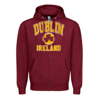 Burgundy womens dublin ireland varsity style shamrock green with amber print v Zipper Hoodie - linhVisuals