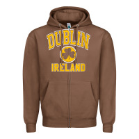 Chestnut womens dublin ireland varsity style shamrock green with amber print v Zipper Hoodie - linhVisuals