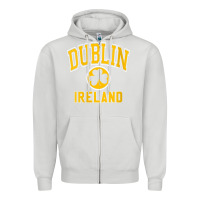 Dove Grey womens dublin ireland varsity style shamrock green with amber print v Zipper Hoodie - linhVisuals