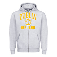 Heather Grey womens dublin ireland varsity style shamrock green with amber print v Zipper Hoodie - linhVisuals