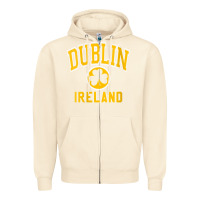 Sandshell womens dublin ireland varsity style shamrock green with amber print v Zipper Hoodie - linhVisuals