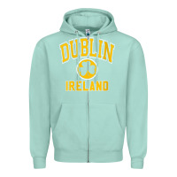 Seafoam womens dublin ireland varsity style shamrock green with amber print v Zipper Hoodie - linhVisuals