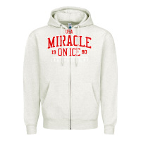 Oatmeal Heather miracle on ice Zipper Hoodie - linhVisuals