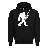 Black bigfoot with rifle sasquatch 2nd amendment gun t shirt Zipper Hoodie - linhVisuals