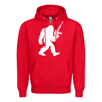 Red bigfoot with rifle sasquatch 2nd amendment gun t shirt Zipper Hoodie - linhVisuals