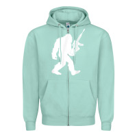 Seafoam bigfoot with rifle sasquatch 2nd amendment gun t shirt Zipper Hoodie - linhVisuals