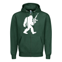 Sports Green bigfoot with rifle sasquatch 2nd amendment gun t shirt Zipper Hoodie - linhVisuals