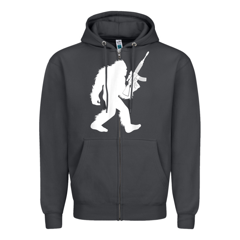 Bigfoot With Rifle Sasquatch 2nd Amendment Gun T Shirt Zipper Hoodie by linhVisuals | Teevron