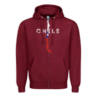 Burgundy chilean map and flag   distressed chile souvenir t shirt Zipper Hoodie - linhVisuals