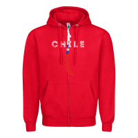 Red chilean map and flag   distressed chile souvenir t shirt Zipper Hoodie - linhVisuals