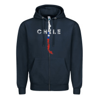 Navy chilean map and flag   distressed chile souvenir t shirt Zipper Hoodie - linhVisuals