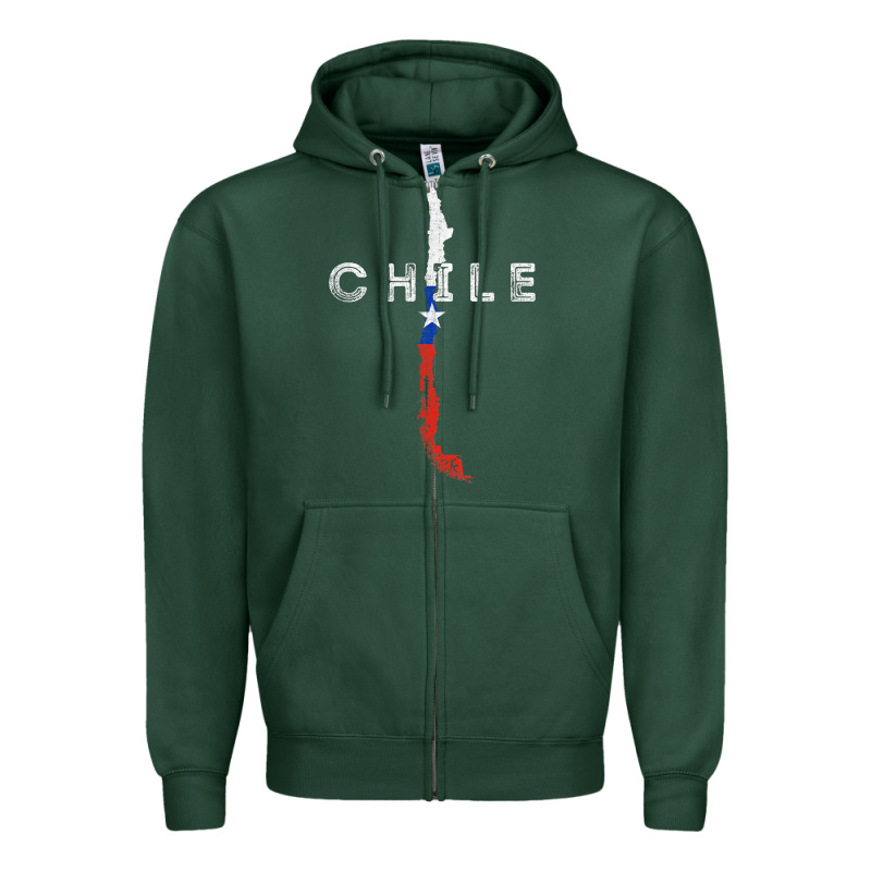 Chilean Map And Flag   Distressed Chile Souvenir T Shirt Zipper Hoodie by linhVisuals | Teevron