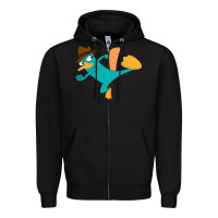 Black perry the platypus Zipper Hoodie - linhVisuals