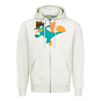 Oatmeal Heather perry the platypus Zipper Hoodie - linhVisuals