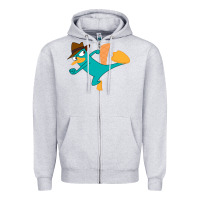 Heather Grey perry the platypus Zipper Hoodie - linhVisuals