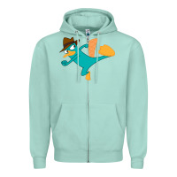Seafoam perry the platypus Zipper Hoodie - linhVisuals