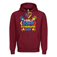 Burgundy world down syndrome day t shirt support and awareness 3.21 t shirt Zipper Hoodie - linhVisuals