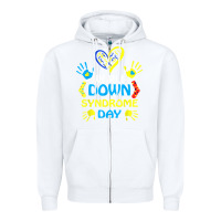 White world down syndrome day t shirt support and awareness 3.21 t shirt Zipper Hoodie - linhVisuals