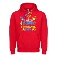 Red world down syndrome day t shirt support and awareness 3.21 t shirt Zipper Hoodie - linhVisuals