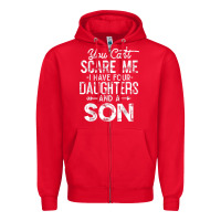 Red you can't scare me i have four daughters and a son funny dad t shirt Zipper Hoodie - linhVisuals