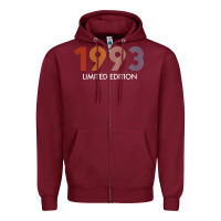 Burgundy retro 29 years vintage 1993 limited edition 29th birthday t shirt Zipper Hoodie - linhVisuals