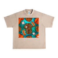 French Oak baseball leopard uniform and hotdog with gemstone seamless pattern Urban Heavy Tee - BundleAndBundleShop