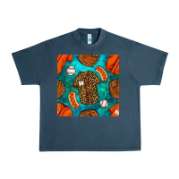 Midnight Navy baseball leopard uniform and hotdog with gemstone seamless pattern Urban Heavy Tee - BundleAndBundleShop