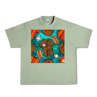 Oil Green baseball leopard uniform and hotdog with gemstone seamless pattern Urban Heavy Tee - BundleAndBundleShop