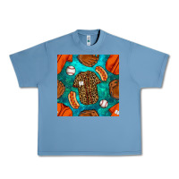 Pebble Blue baseball leopard uniform and hotdog with gemstone seamless pattern Urban Heavy Tee - BundleAndBundleShop