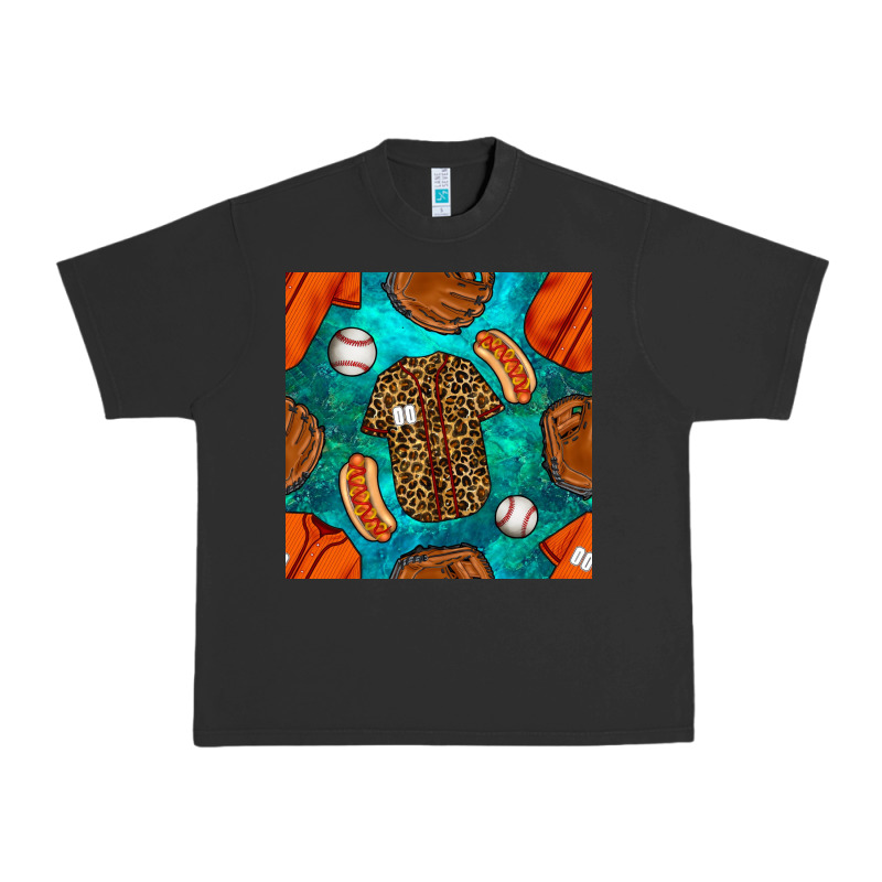 Baseball Leopard Uniform And Hotdog With Gemstone Seamless Pattern Urban Heavy Tee by BundleAndBundleShop | Teevron