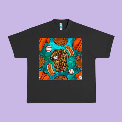 Baseball Leopard Uniform And Hotdog With Gemstone Seamless Pattern Urban Heavy Tee Designed By Bundleandbundleshop