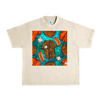 Sandshell baseball leopard uniform and hotdog with gemstone seamless pattern Urban Heavy Tee - BundleAndBundleShop