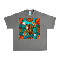 Tornado baseball leopard uniform and hotdog with gemstone seamless pattern Urban Heavy Tee - BundleAndBundleShop