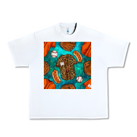 White baseball leopard uniform and hotdog with gemstone seamless pattern Urban Heavy Tee - BundleAndBundleShop