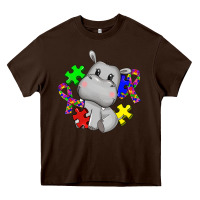 Chocolate Brown autism hippopotamus Heavy Core Tee - CowGirlArtShop