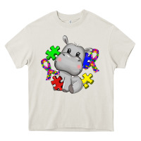 Cream autism hippopotamus Heavy Core Tee - CowGirlArtShop