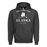 Charcoal Heather alaska the last frontier t shirt Zipper Hoodie - linhVisuals