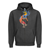 Charcoal Heather dancing kokopelli southwestern usa native american symbol t shirt Zipper Hoodie - linhVisuals